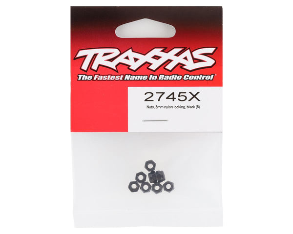 2745X Traxxas  Black 3mm Nylon Locking Nuts - 8