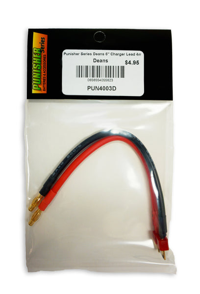 PUN4003D Punisher Series Deans 12" Charger Lead with 4mm Bullet