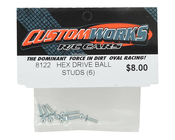 8122 Custom Works Hex Drive Ball Studs (6)