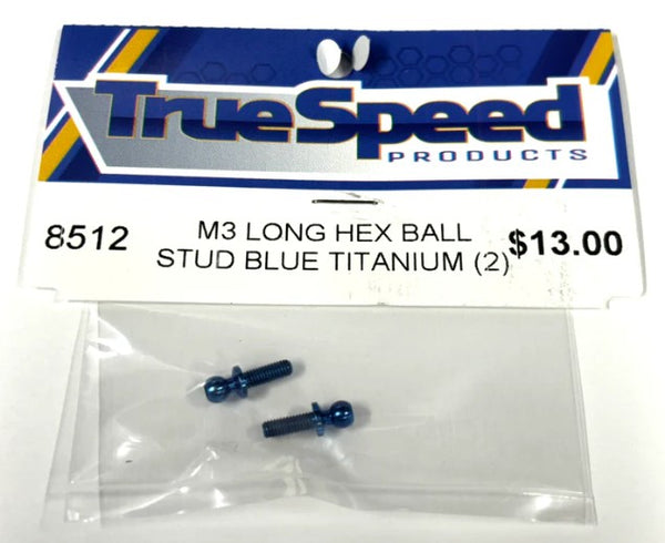 8512 Custom Works M3 Long Hex Ball Stud Blue Titanium