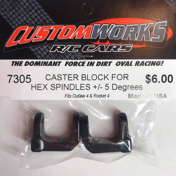 7305 Custom Works 5 Deg Caster Blacks for Hex Spindles (2)