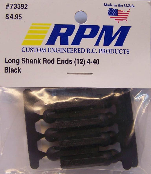 73392 RPM Long Shank Rod Ends (12) 4-40 Black