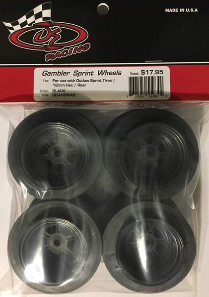 thumbnail image 2 of DE Racing Gambler Rear Sprint Wheels - 12mm Hex, Silver, 1/10 Scale For AE Associated TLR 2 of 6
