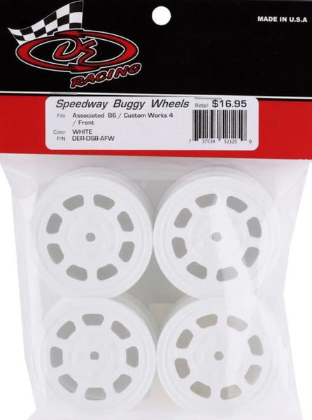 DER-DSB-AFW Speedway Buggy Wheels for Associated B6 / Customworks 4 / Front / WHITE / 4pcs