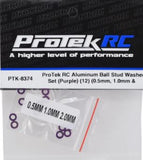 PTK8374 ProTek RC Aluminum Ball Stud Washer Set (Purple) (12) (0.5mm, 1.0mm & 2.0mm)