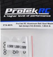 PTK8376	ProTek RC Aluminum Ball Stud Washer Set (Grey) (12) (0.5mm, 1.0mm & 2.0mm)m)