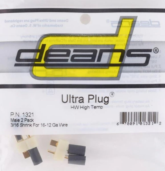 1321 Deans High Temp Male Ultra Plug (2) (12~16AWG)