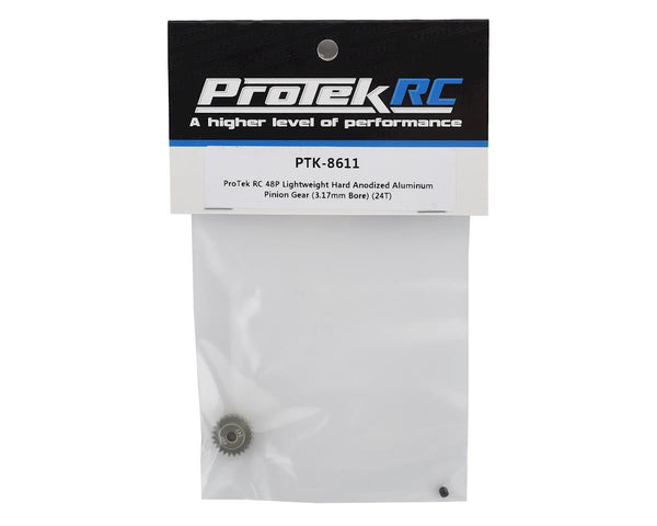 PTK8611 ProTek RC 48P Lightweight Hard Anodized Aluminum Pinion Gear (3.17mm Bore) (24T)