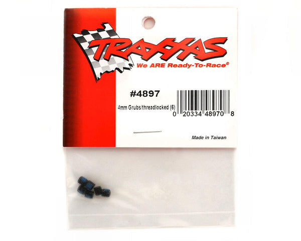 4897 Traxxas Screws, Set (grub) 4mm (6) (w/ threadlock)