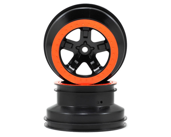 5868X Traxxas Dual Profile Short Course Wheels (Black/Orange) (2) (Slash Rear) 12mm Hex